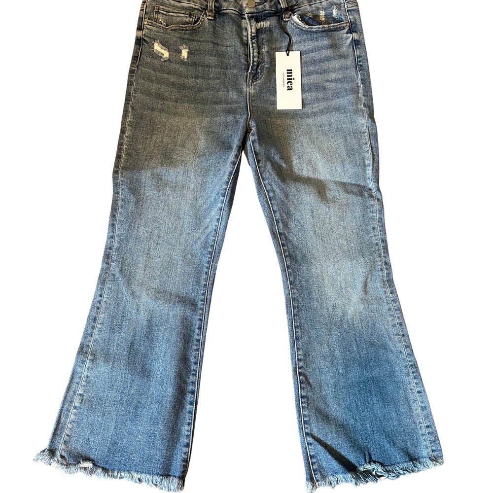 Mica Women's Blue Flare Crop Jeans
